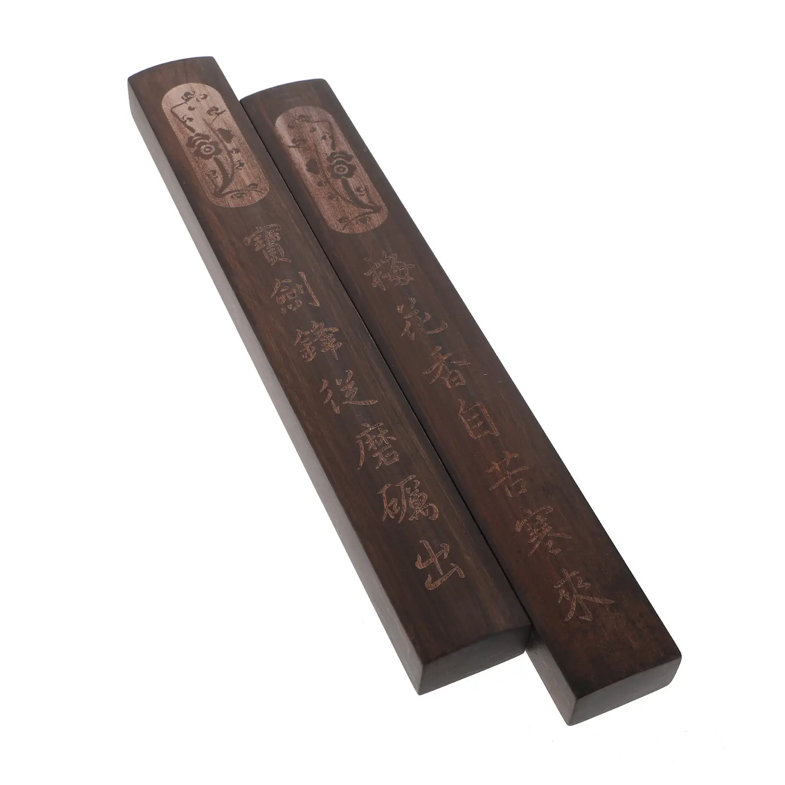 

2pcs Black Ebony Paperweights Traditional Chinese Four Precious Articles In Study Set Calligraphy Wood Desktop Decor Office Home