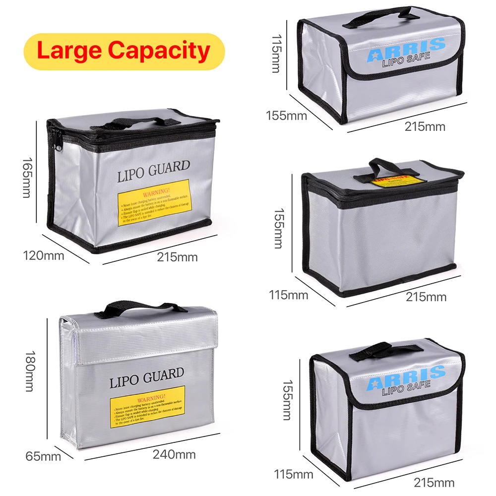 Lipo Guard Batterie-Safe-Tasche, feuerfest, für RC-Car-Drohnenbatterien, Reiseaufbewahrung, Aufladen, große explosionsgeschützte Taschen, tragbar – Detail 2