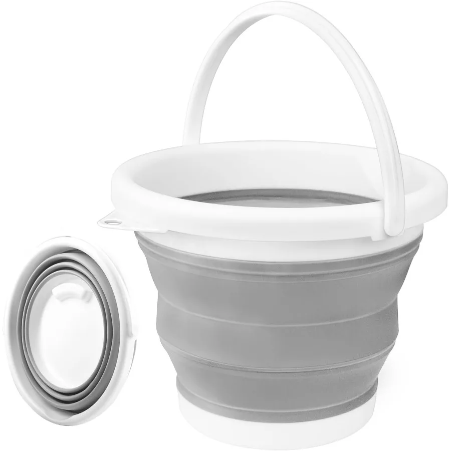 

Складное ведро с ручкой, 10 л, 2,6 галлона, портативное ведро для швабры для чистки, силиконовые ведра для льда для кемпинга, рыбалки на открытом воздухе