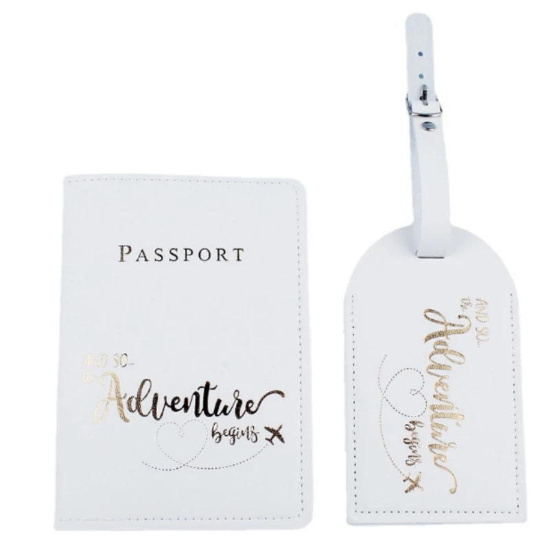 New Fashion PU Leather Luggage Tag Passport Holder Set Women Passport Cover Protector Business Travel Men ID Credit Card Holder