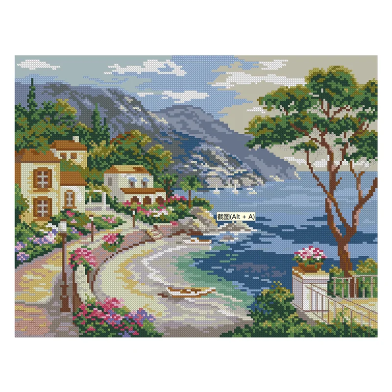 Cross Stitch Kit Scenic Bay 28ct 18ct 14ct 11ct can be Custom Printed Cloth hand Embroidery Material Kit