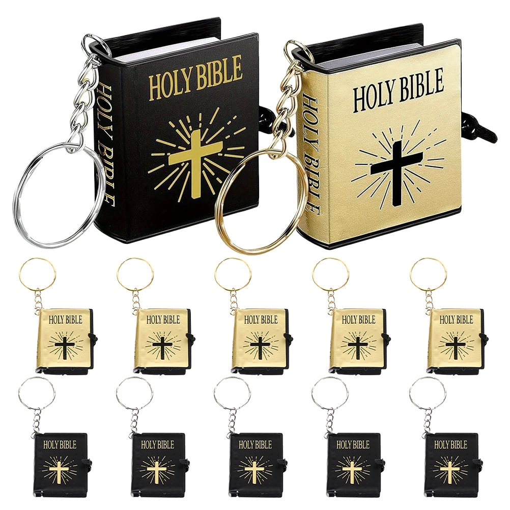 

12pcs Mini Book Bible Keychain Hanging Decoration Compact Portable Bag Ornament Versatile Accessory Sturdy Plastic Iron