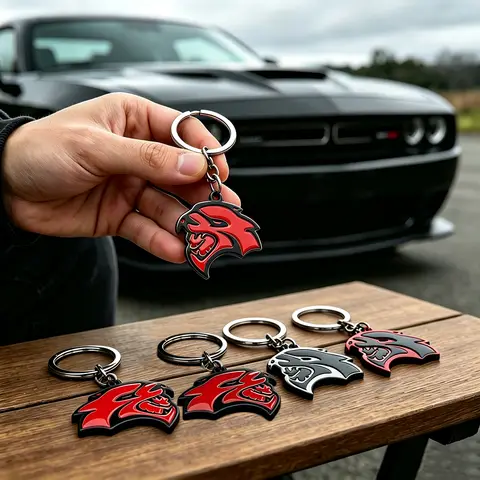 Dodge Hellcat Panther Keychain Metal Enamel Key Ring Car Accessories For Challenger SRT Charger Performance Muscle Car Fans Gift