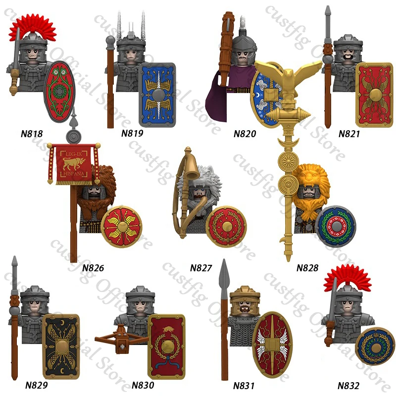 Mittelalterliche Militär Rom Ritter Arme Baustein Schloss Soldat Figuren Kavallerie Infanterie Schild DIY Zubehör Ziegel Spielzeug Geschenk
