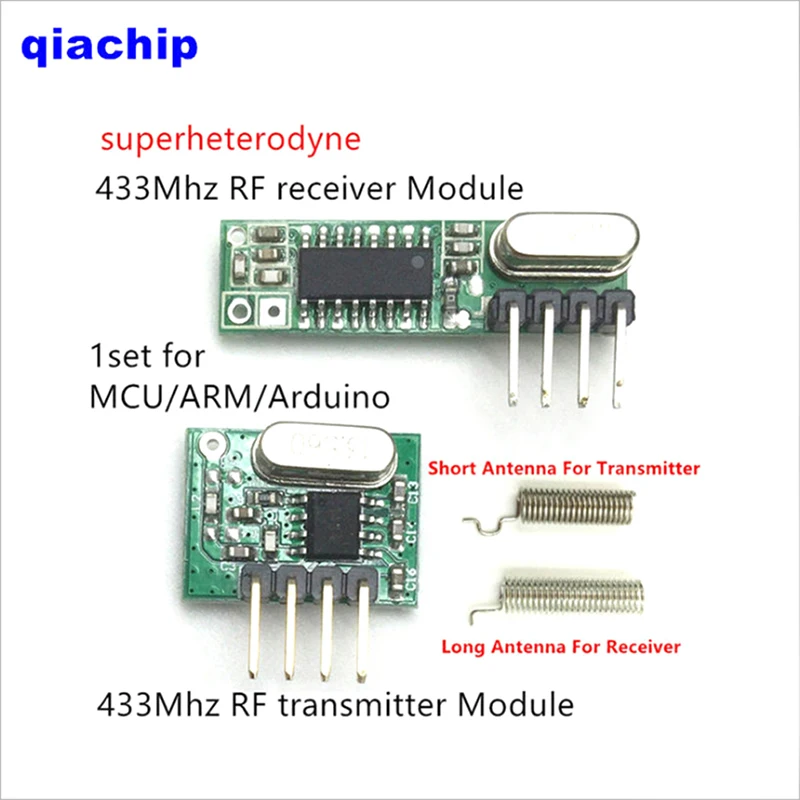 Receptor y módulo transmisor de RF superheterodino para Arduino, Kit de bricolaje de módulo inalámbrico de 433 Mhz, Control remoto, 1 unidad, 433 Mhz