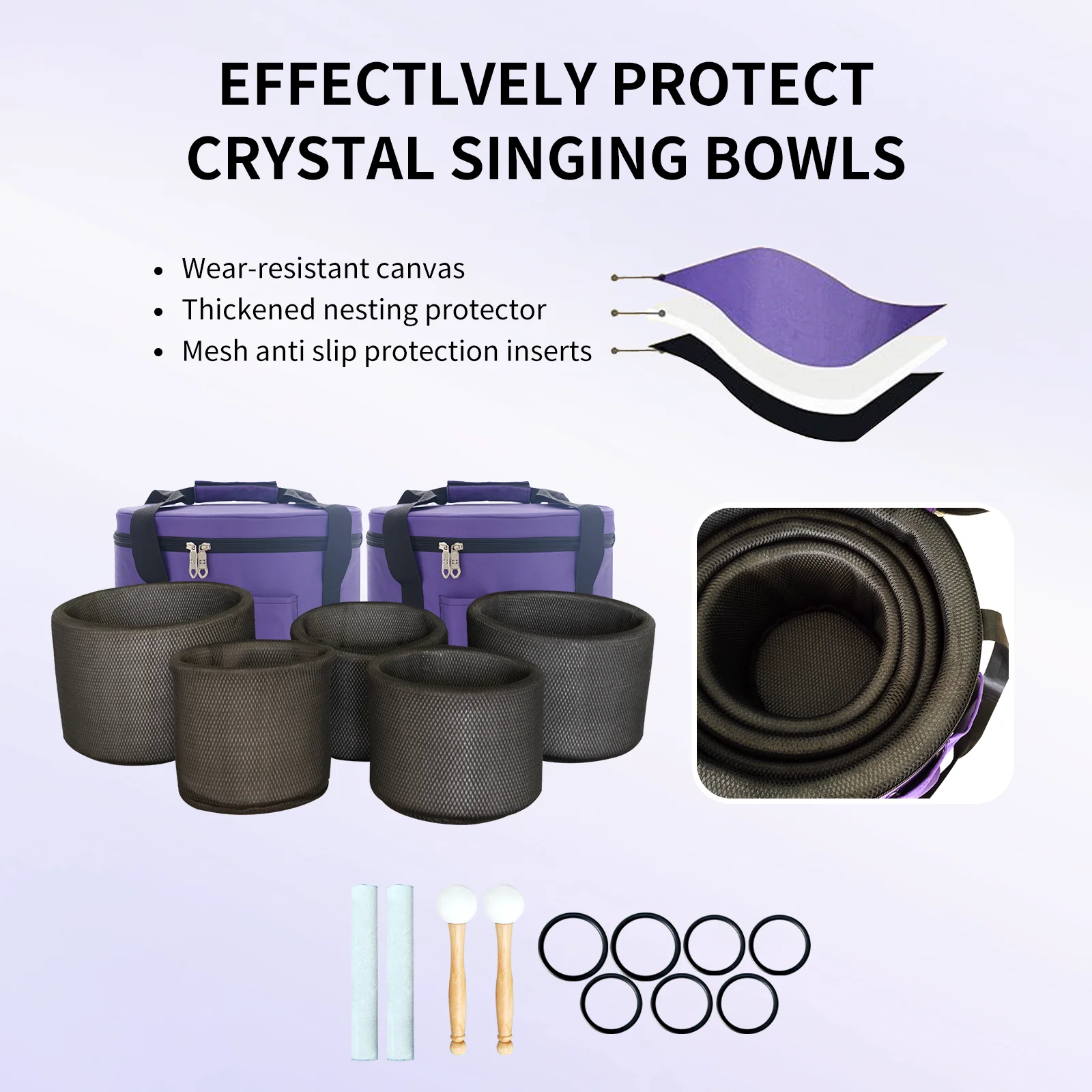 MINOR Defect KVKA 7-12 inch Chakra Set of 7 Crystal Singing Bowls with Heavy Duty Carrying Cases