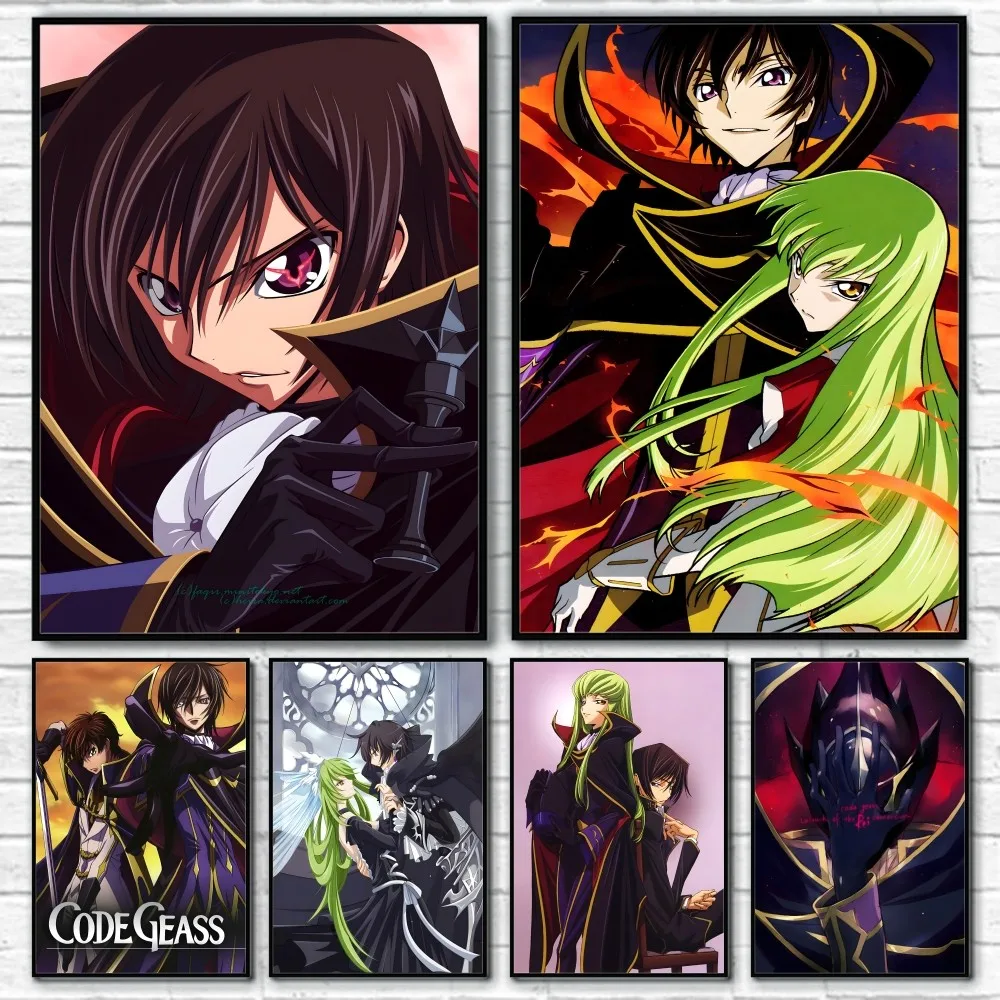 Code G-Geass Zero Anime-Poster, Zimmer, Zuhause, Wohnzimmer, Schlafzimmer, Bar, Flur, klebrige Wandkunst, Druck, wasserfest, ästhetisches Dekor