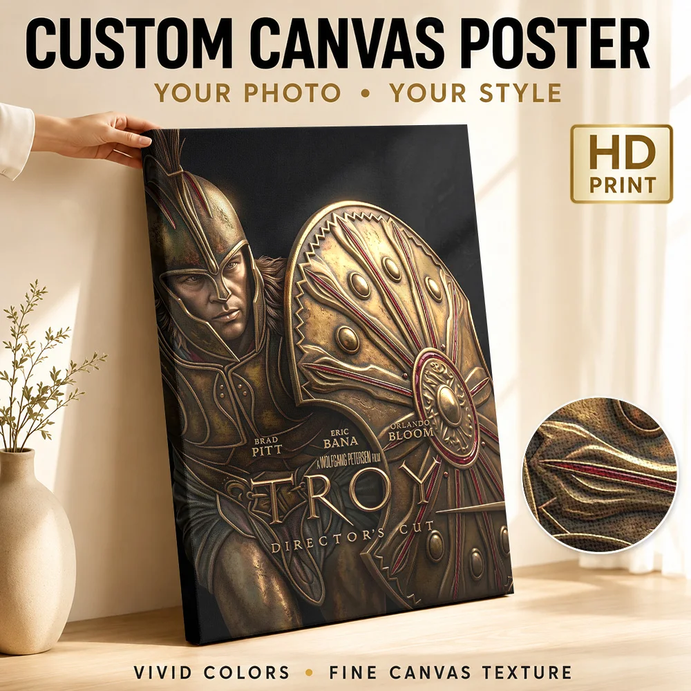 Troy Director's Cut Movie Canvas Print Poster Personalized Photo Vintage Movie Wall Art for Man Cave Decor Gift for Collectors