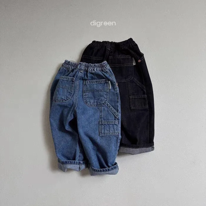 Autumn New Baby Loose Denim Trousers Infant Toddler Straight Leg Pants Fashion Boys Girls Casual Versatile Pocket Jeans Clothes