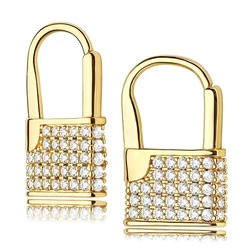 Huitan Chic Lock Shaped Earrings for Women Gold Color New Trendy Female Earrings Dainty Accessories Unique Design Jewelry Bulk
