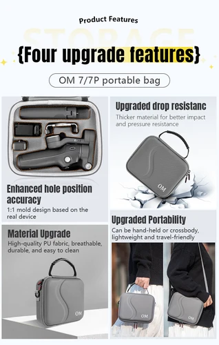 Imagen 2 del producto Osmo Mobile 7/8 bolsa de almacenamiento portátil Estuche de transporte para DJI OM 7/7 Pro cardán de mano y caja de accesorios para DJI OM 8