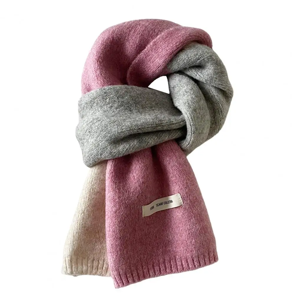 Attractive Winter Scarf Washable Decorative Non-Fading Women Korean Style Warm Winter Knitted Scarf