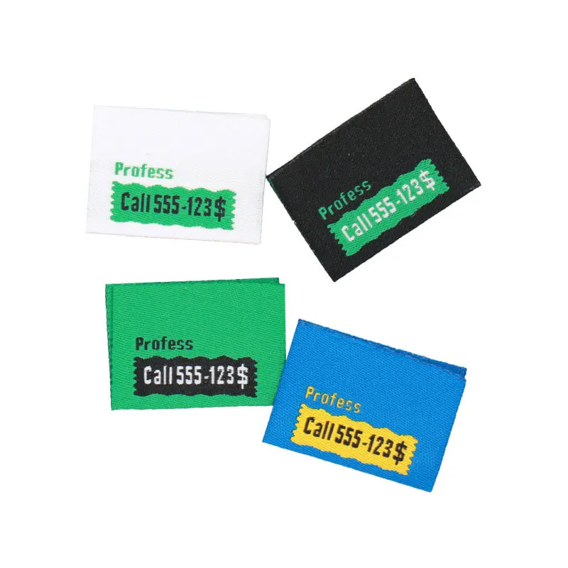 Customized Computer woven label garment private embroidery Labels Clothing collar damask end fold main label with