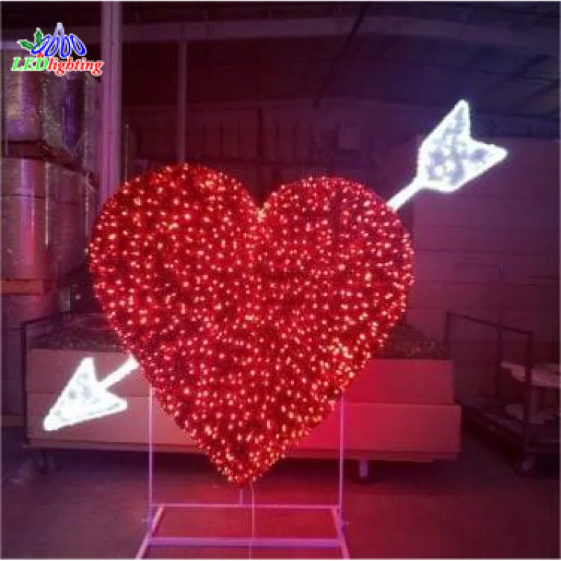 custom.Outdoor 3D illuminated hear shaped light arch sculpture