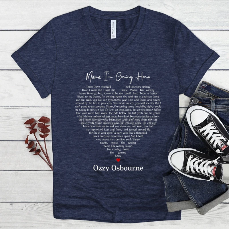 Ozzy Osbourne Mama I'm Coming Home T Shirt Vintage Heart Graphic T-shirt Uomo Donna Scollo a V Manica corta Tee Abbigliamento da uomo