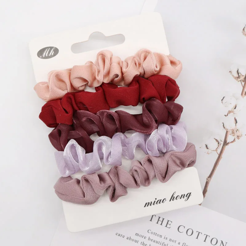 3-5PCs/set Shiny Silky Small Scrunchie Set Hair Bow ties Rope Skinny Scrunchy Elastics Ponytail Holders for Women Girls Headwear