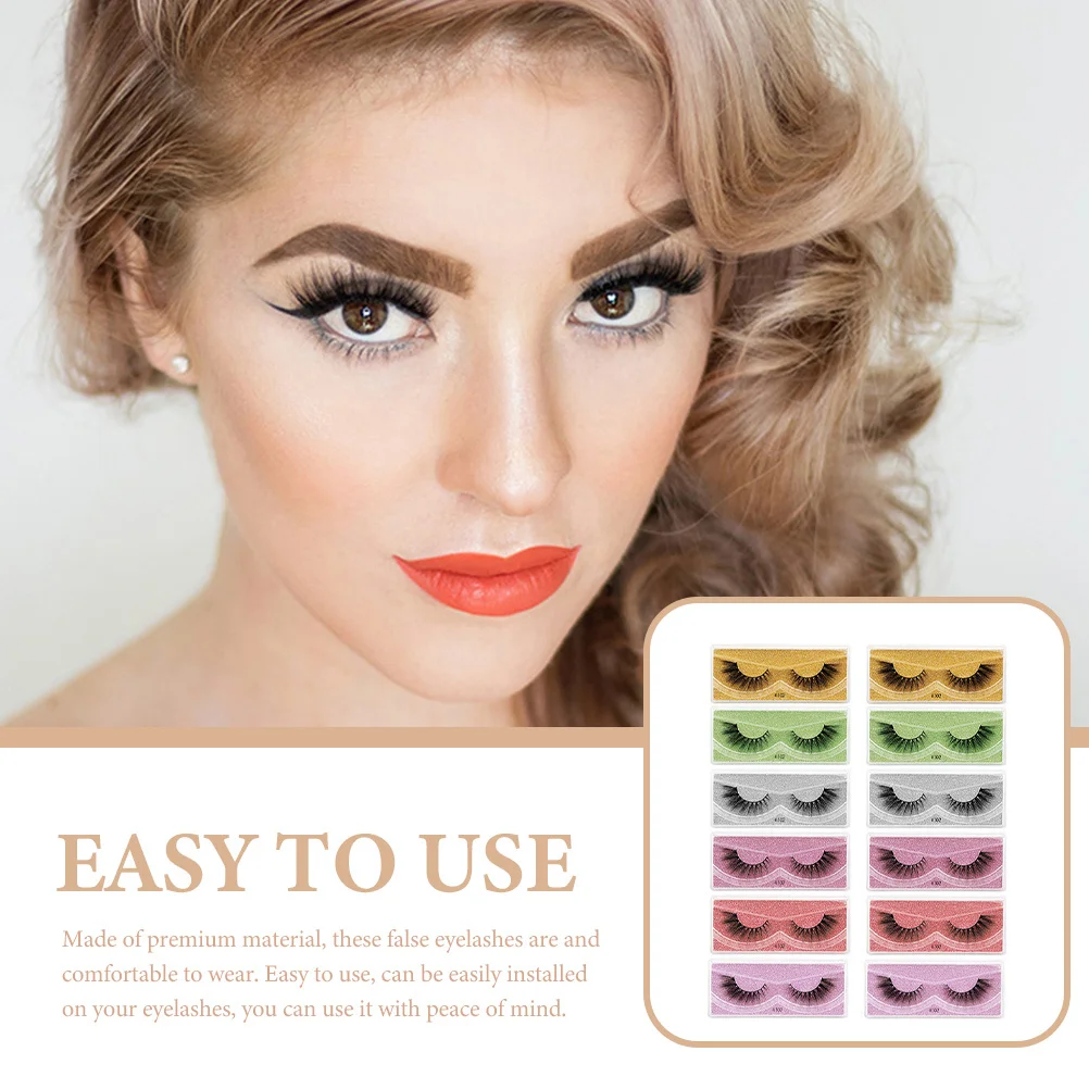 

12Pairs Makeup Eyelash Collection Lightweight False Lashes for Girls Vivid Natural for Dancing Events Daily Wear