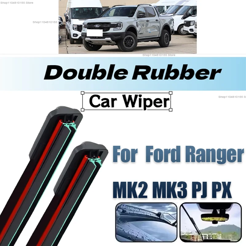 

Double Rubber Car Wipers for Ford Ranger MK2 MK3 PJ PK PX Front Blade Brushes Cutter Accessorie Windscreen Wiper Wear Parts