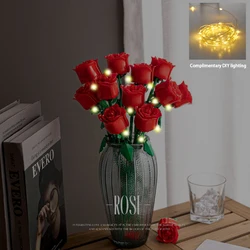 Eternal Building Rose Couple 3D Red/Pink/Blue Rose Toys Bouquet Love Home Decoration Mother's Day Valentine's Day Birthday Gift
