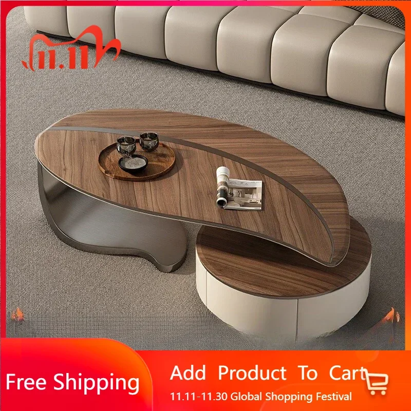 

Simple Antique Coffee Table Designer Adjustable Space Saving Coffee Table Aesthetic Italian Moving Wood Couchtisch Furniture