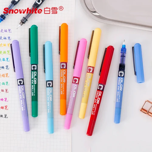 Imagen 2 del producto Snowhit PVN-159 Bolígrafo líquido recto de 12 colores, suministros para estudiantes de 0,5 mm