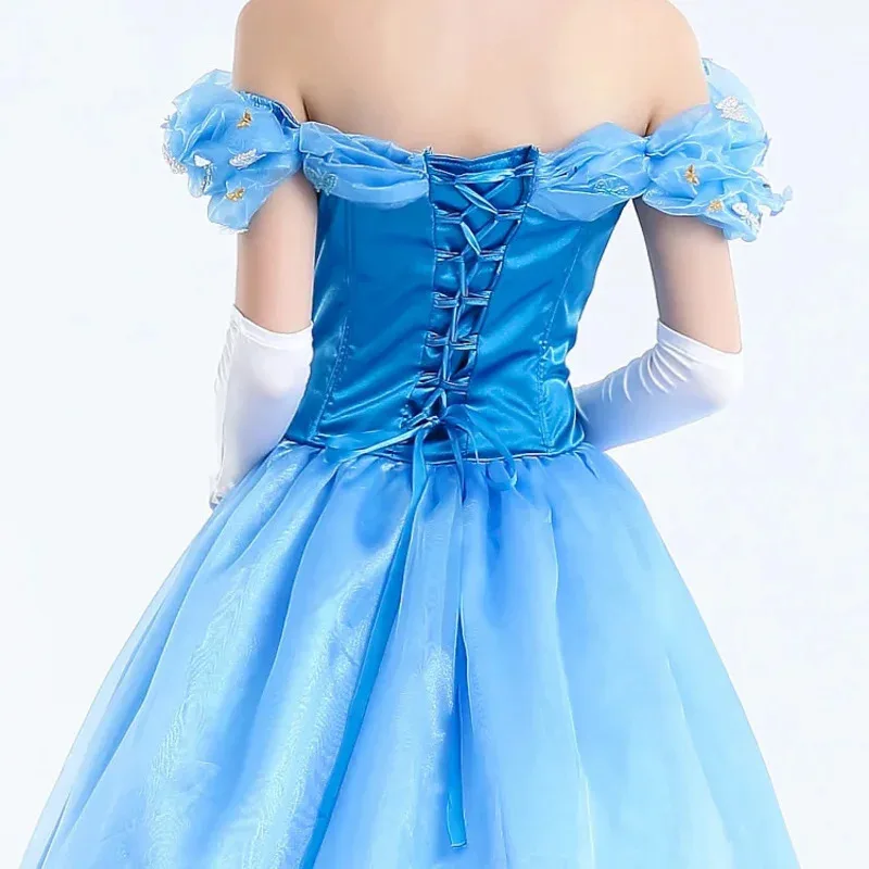Gaun Panjang Istana Dongeng Seksi Dewasa Putri Cinderella Klasik Wanita Anak Perempuan Kostum Cosplay Pertunjukan Pesta Fantasia