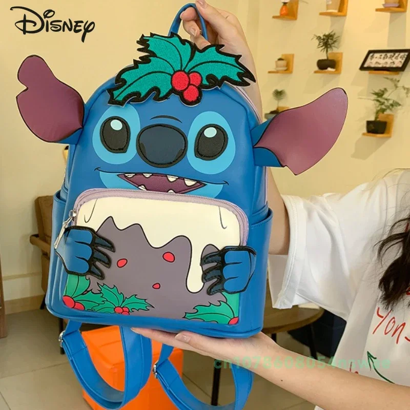 

Disney New Mini Backpack 3D Cartoon Cute Mini Children Backpack PU Fashion Casual Lightweight Stitch Backpack High Quality