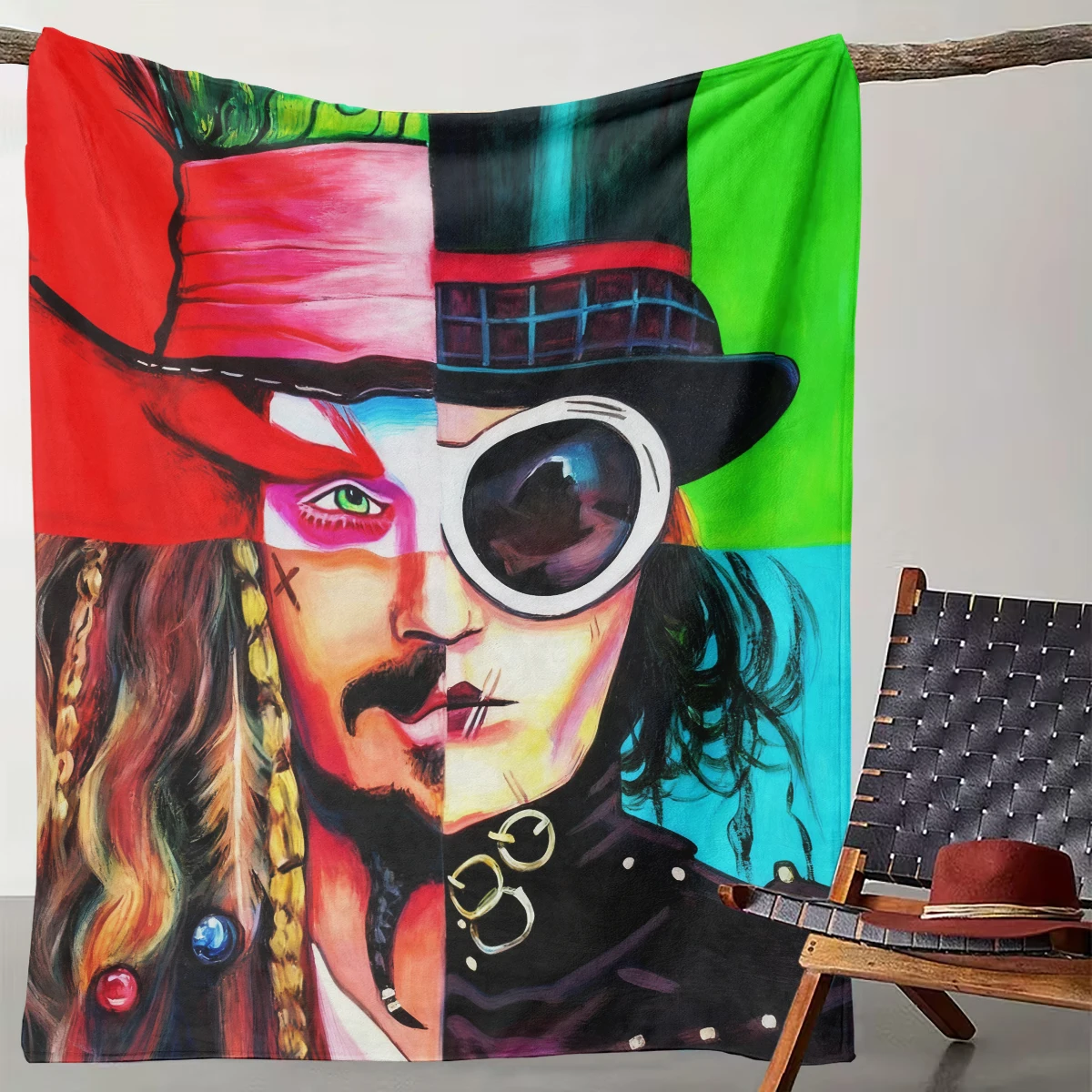 

1 Piece of Saint Color Mosaic Pirate the Mad Hatter Art Blanket Fashion Cool Living Room Decorative Blanket