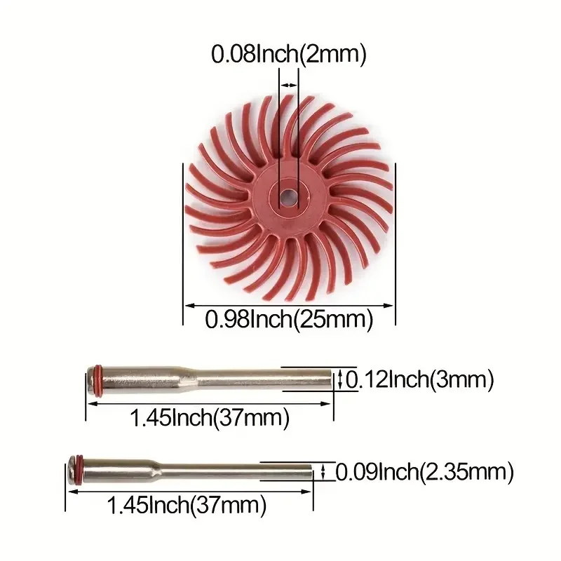 9pcs/set 1 Inch Radial Bristle Disc Kit Abrasive Brush 3/2.35mm Shank Detail Polishing Wheel For Rotary Tool Accessories