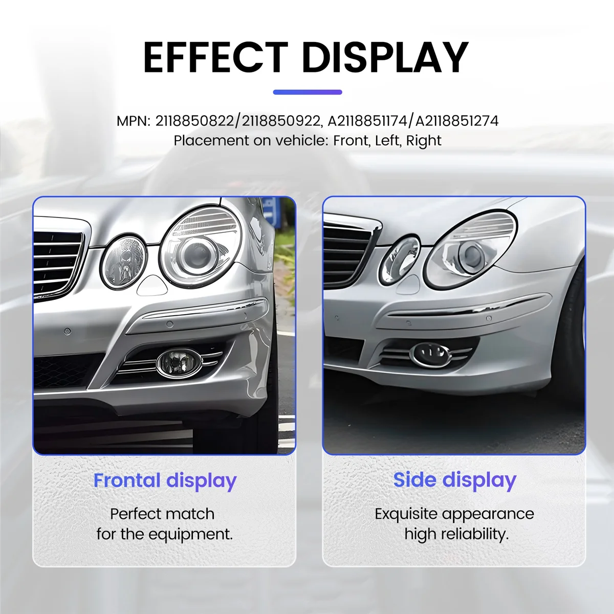 شواية ضباب أمامية للسيارة ، مجموعة غطاء من الكروم ، مرسيدس بنز الفئة E ، W211 07-09 ، A2118851174 ، A2118851274