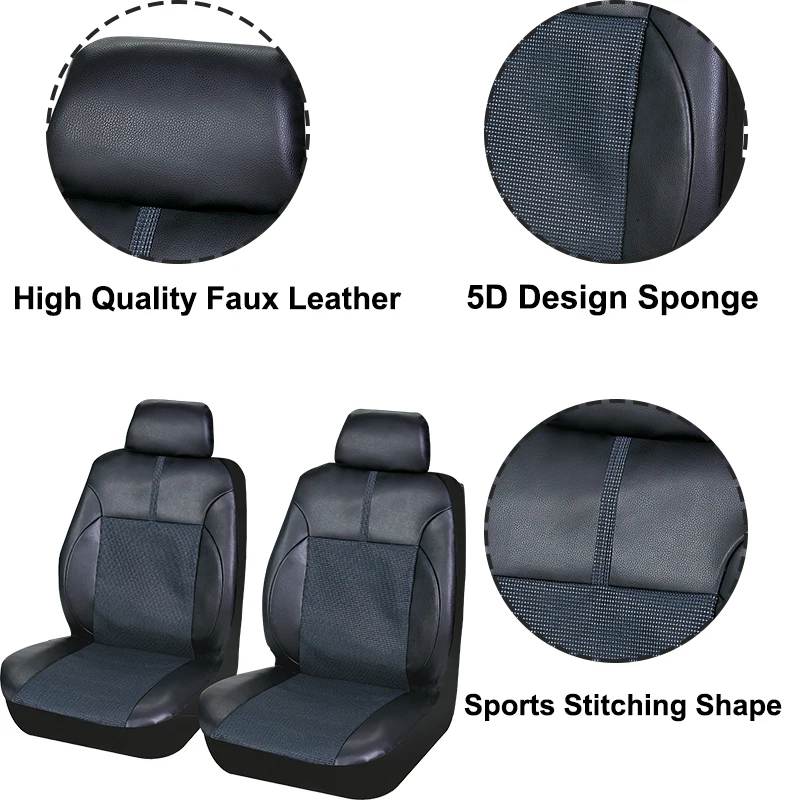 Artificial Leather Universal Car Seat Covers With Breathable Jacquard Fabric Seat Cushion Protector Universal Size