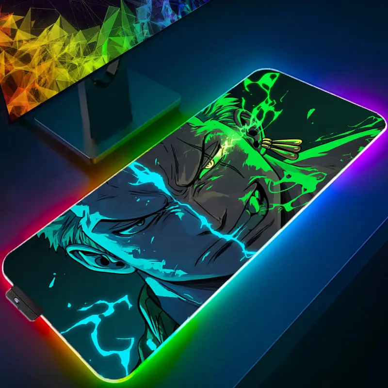 Zoro RGB gaming mouse pad with anime design