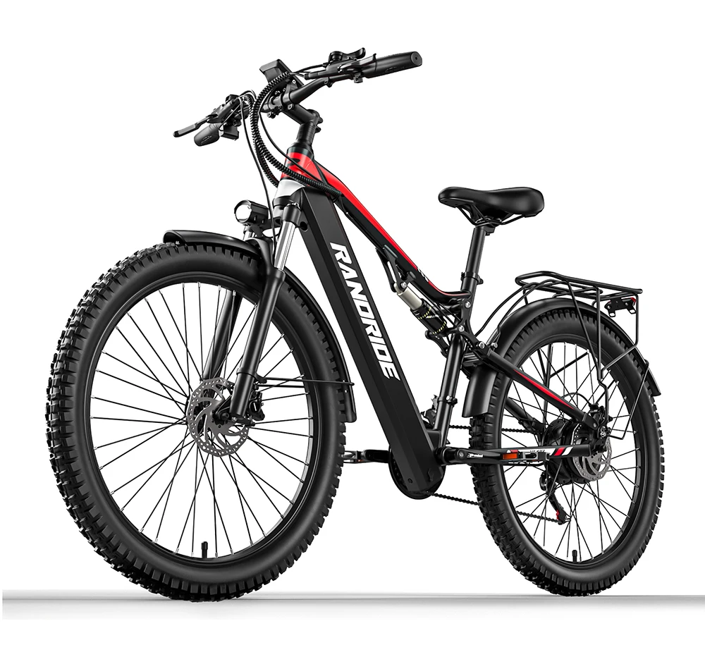 RANDRIDE Electric Bike YG90 48V 17Ah Battery 1000W Motor 27.5" Mountain Bicycle Full Suspension With Hydraulic Brake 21 Speeds