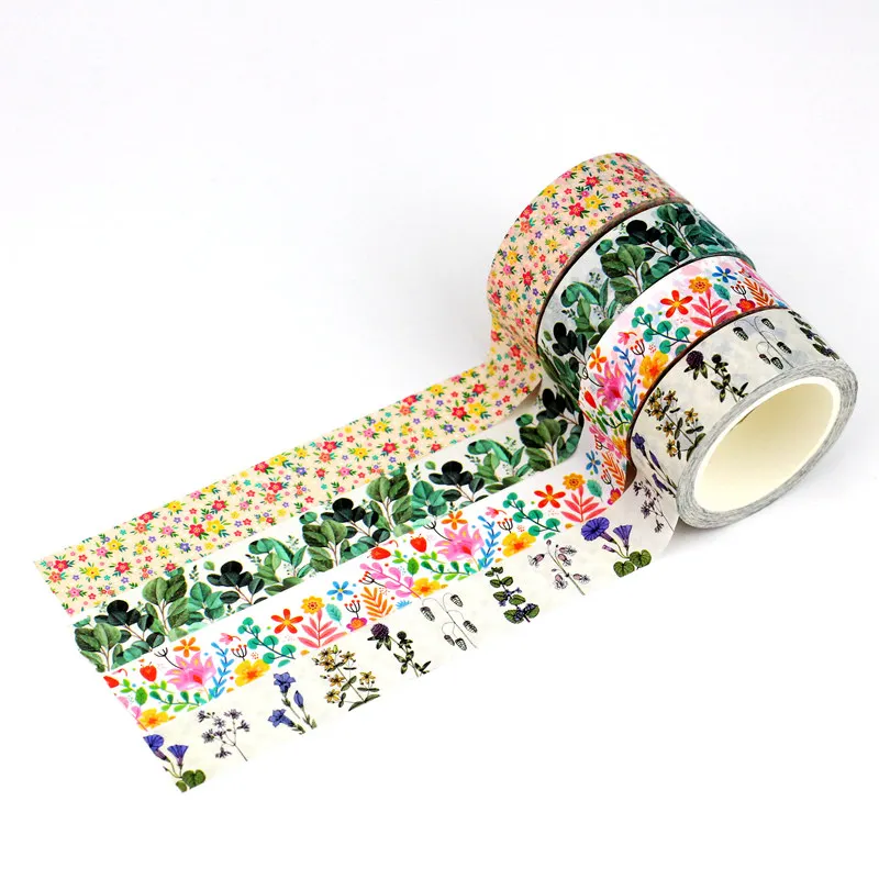 NEW 10PCS./Lot Decorative Spring Flowers and Leaves Washi Tapes Set for Scrapbooking Masking Tape Cute Journaling Papeleria