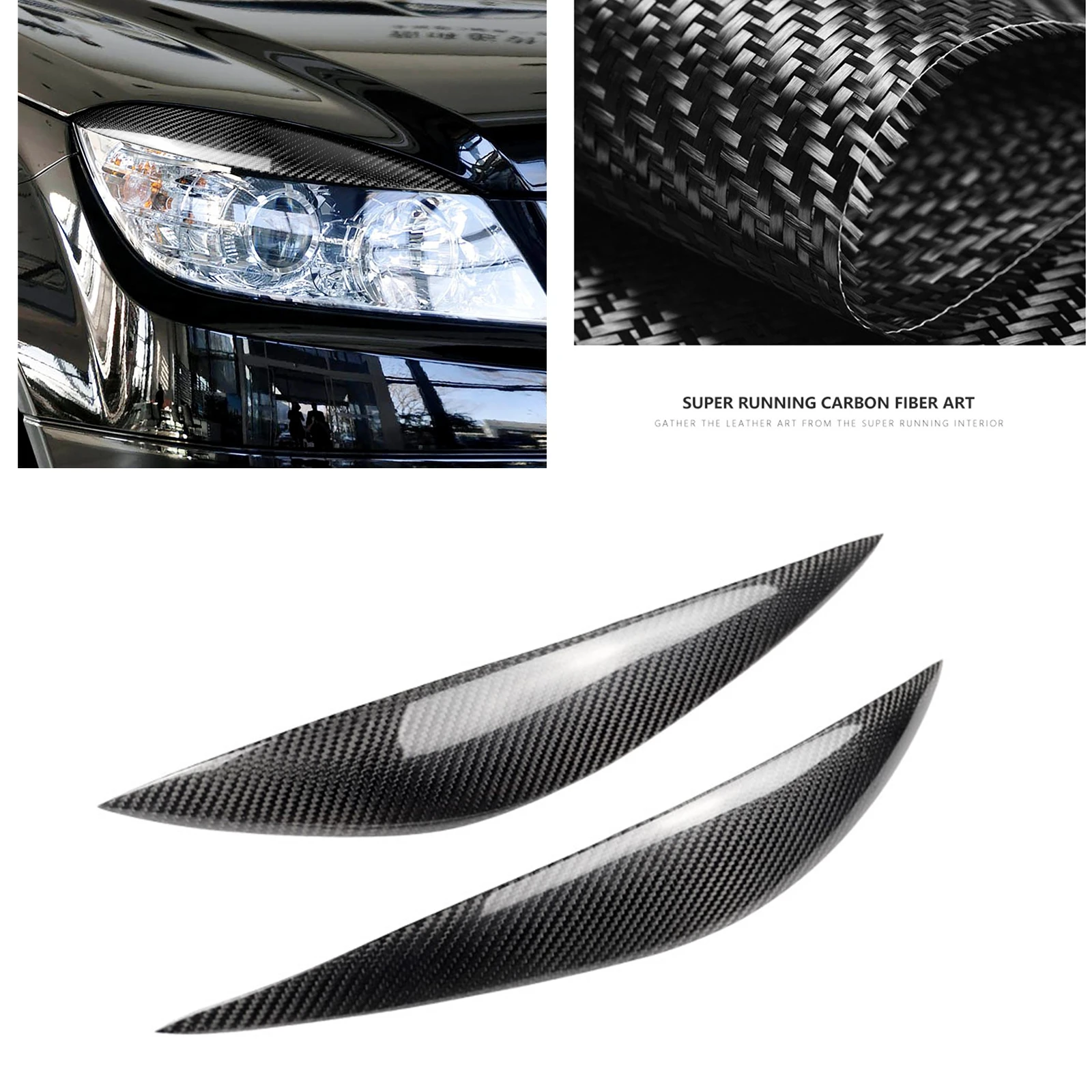 

Headlight Eyebrow Headlamp Eyelid For Mercedes Benz W204 C Class 2008-2011 Carbon Fiber Lamp Brow Front Head Light Cover Trim