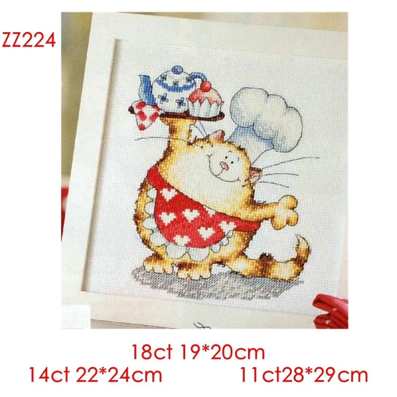 Cross Stitch Kit Magazine Style Cat Chef Cartoon Small Picture 18ct 14ct 11ct Precise Printed Embroidery Material Bag