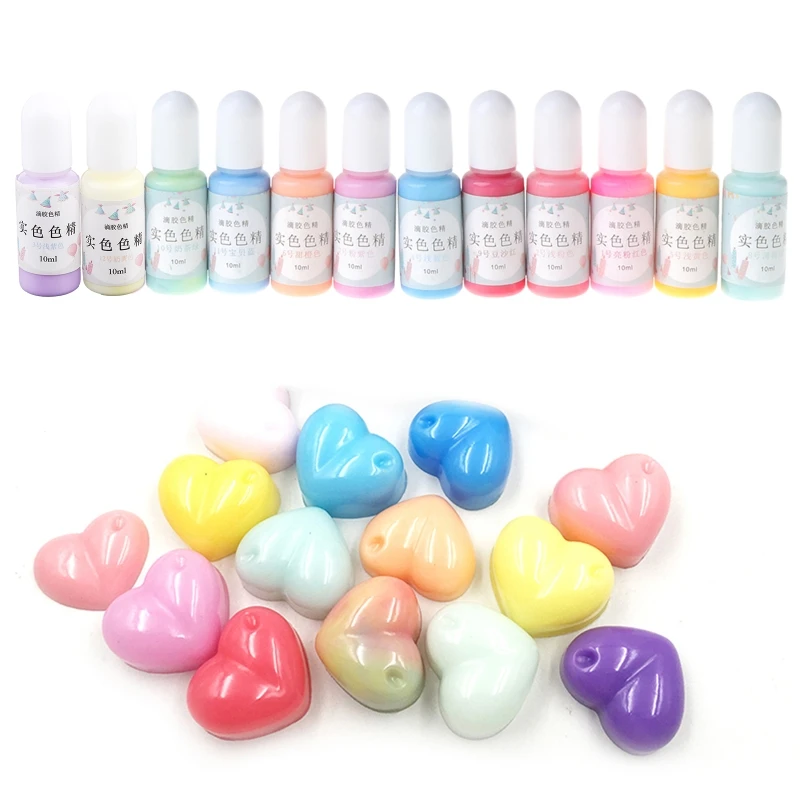 Macaron Candy Color Resin Pigment Dye 12-Bottle Liquid Epoxy Colorant for DIY