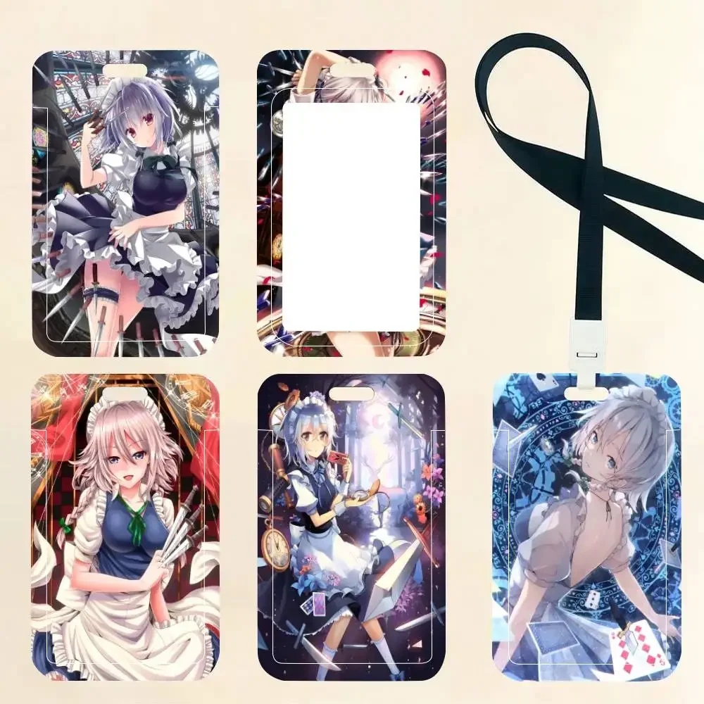 Anime Touhou Project Izayoi Sakuya ID Card Holder Neck Strap Pendant Door Badge Holder Lanyards Keychain Work Credential