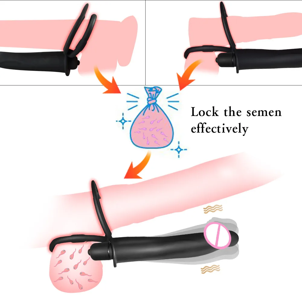 Vibradores de doble penetración con Control remoto, anillo consolador para pene, tapón Anal, vibrador de punto G, estimulador, Juguetes sexuales