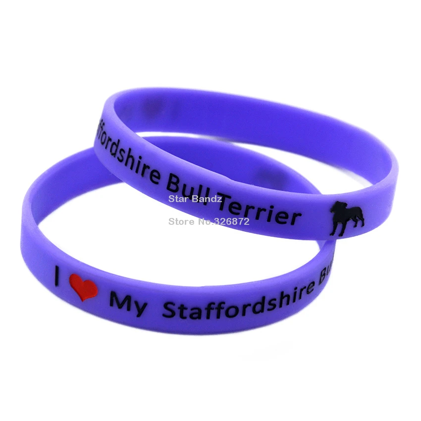1 PC Bull Terrier Memorial Silicone Bangle I Love My Staffordshire Pet Owner Love Bracelet Sport Trendy Accessory