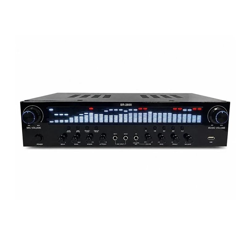 AV-888BT High Power Stereo Power Amplifier EQ Balanced Adjustment USB SD Card Audio Amplifier for Home Karaoke