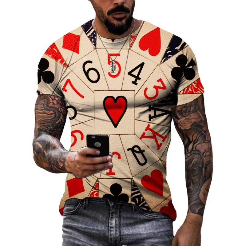 Summer New Cool Personality Poker graphic t shirts Men Casual Fashion Originality Card Pattern Tees 3D Printed Short Sleeve Tops