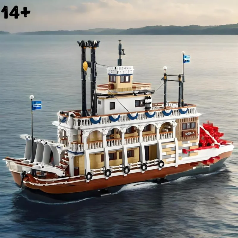 

2025 New Ideas River Steamboat Ship Blocks Diy Assemble City Toys Birthday holiday Gift For Children Kids