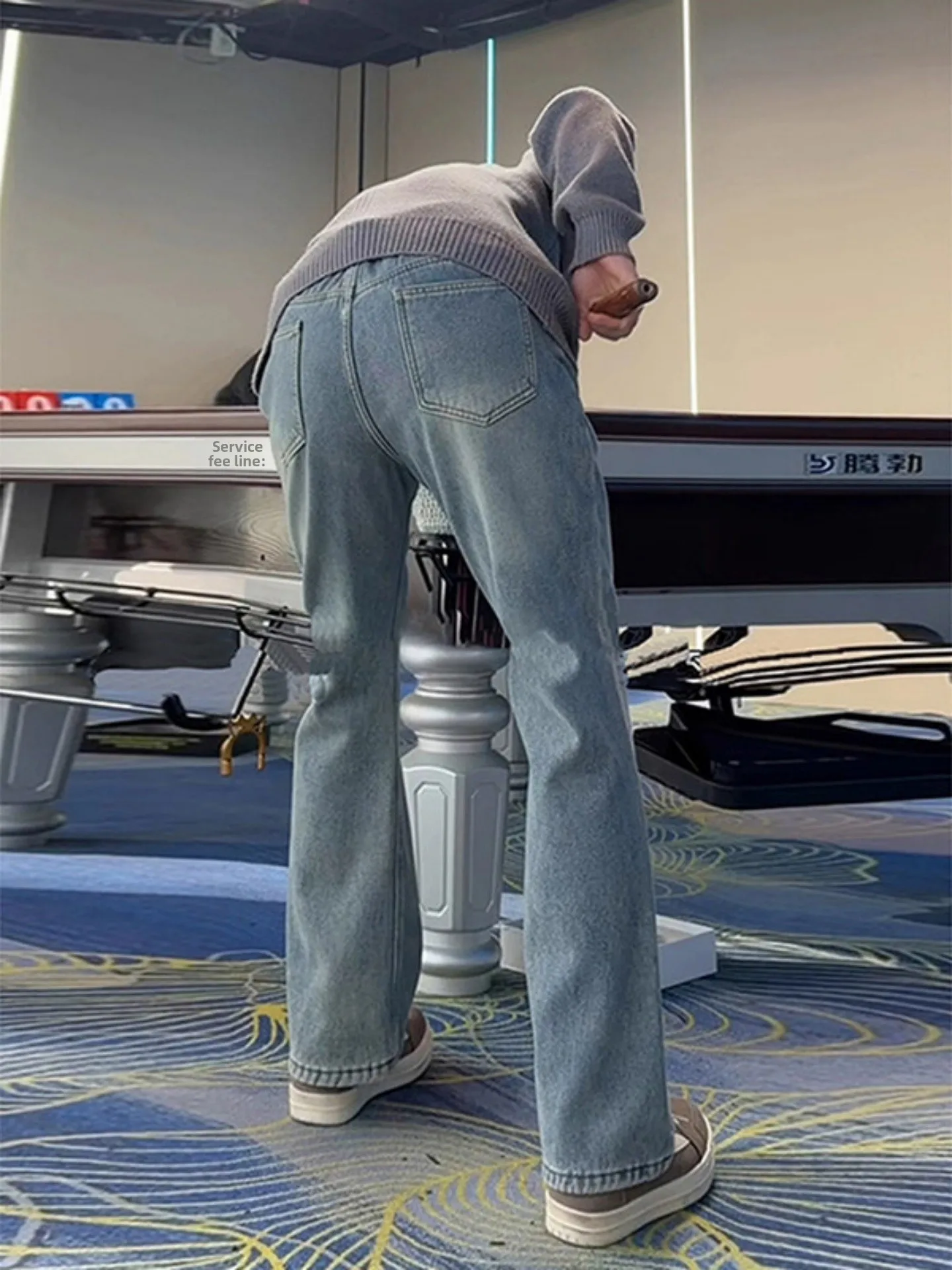 

Retro Blue Men's Flared Jeans Straight Leg CleanFit High Street Vibe Spring Wear Casual Youth ular Denim Pants