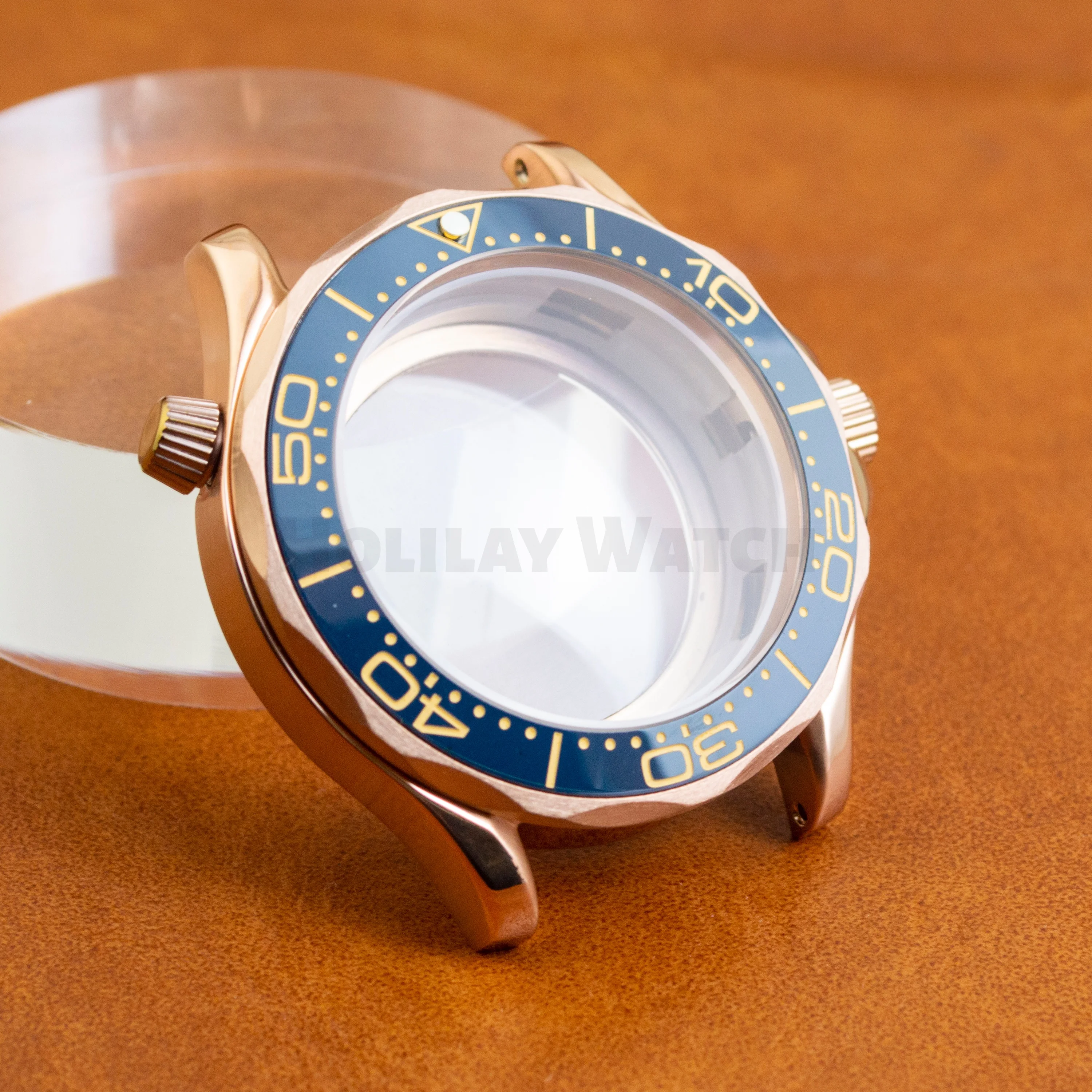 

For Seamaster 300 Case Rose Watch Case Stainless Steel NH35 Watch Case fit NH35 NH36 Movement 31mm Dial 10ATM Waterproof Case