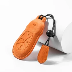 Genuine Alcantara Leather for Xpeng Xiaopeng P5 P7 G9 G3i Smart Remote Car Key Case Cover Fob 4 Buttons Protector Accessories