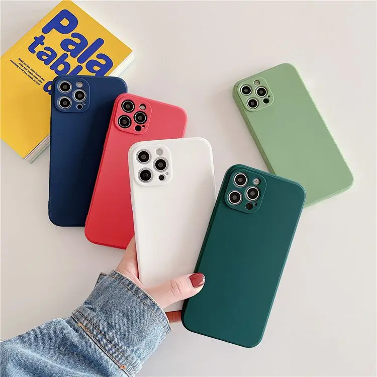 Candy color Solid Soft Liquid Silicone Case For iPhone 12 11 13 14 Pro Max Mini X Xr Xs SE 2 2020 6 6s 7 8 Plus Shockproof Cases