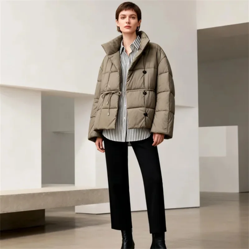 

Новое поступление весны 2026, элегантное модное короткое стеганое пальто с поясом