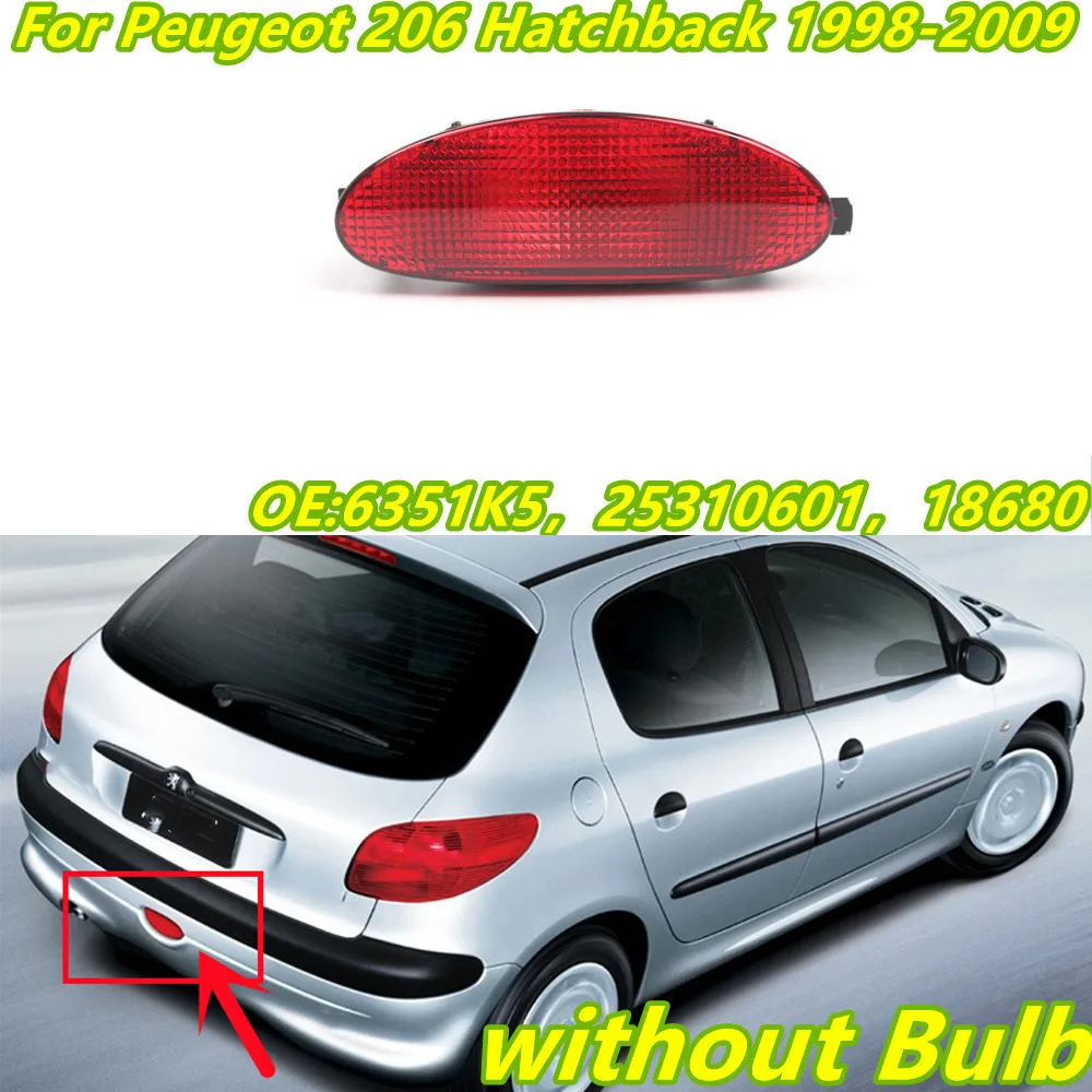 Red Rear fog light Bumper Reflector light Without Bulb For Peugeot 206/206CC/206 Hatchback 1998-2009 6351K5,25310601,18680