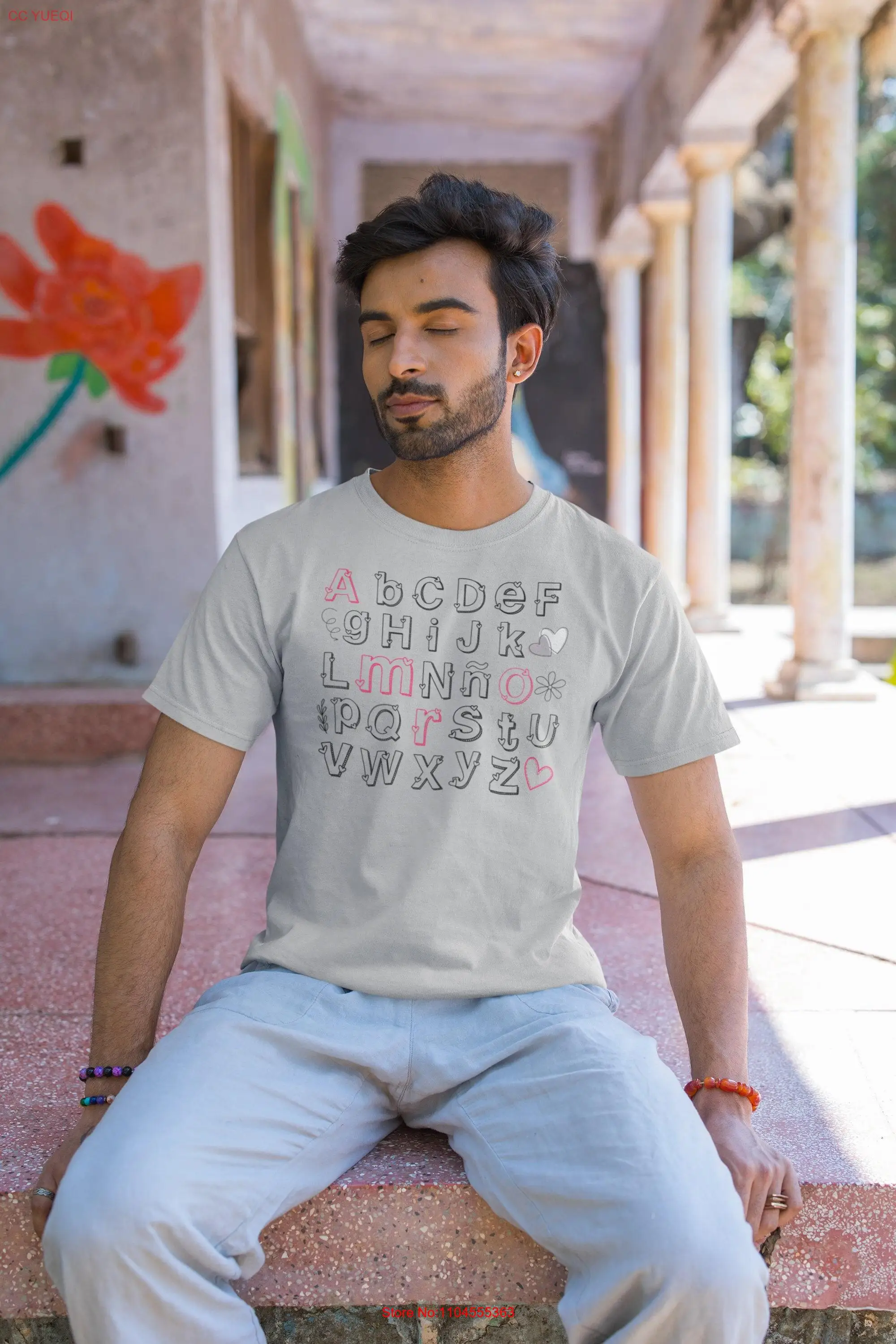 חולצת מורה ליום האהבה עם הדפס לב אהבה דייזי, נוחה עם צווארון עגול ושרוולים ארוכים או קצרים